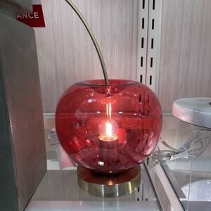Novogratz Red Glass Gold Stem Cherry Cherries Lamp